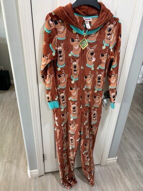 Scooby-Doo Plush Hooded Onesie - Brown with Teal Accents